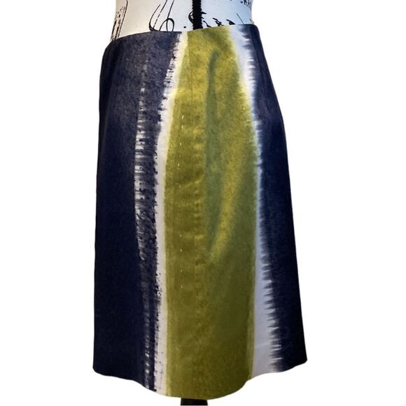 Tahari Mini Skirt Green White Black Color Block Skirt Size 6 - Picture 4 of 14